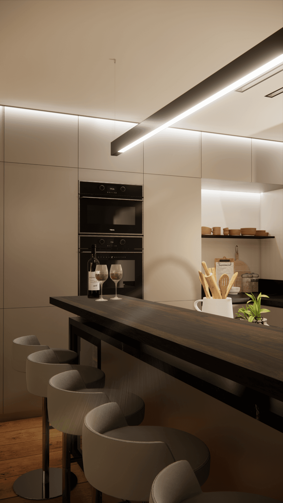 Rendu 3D cuisine et séjour